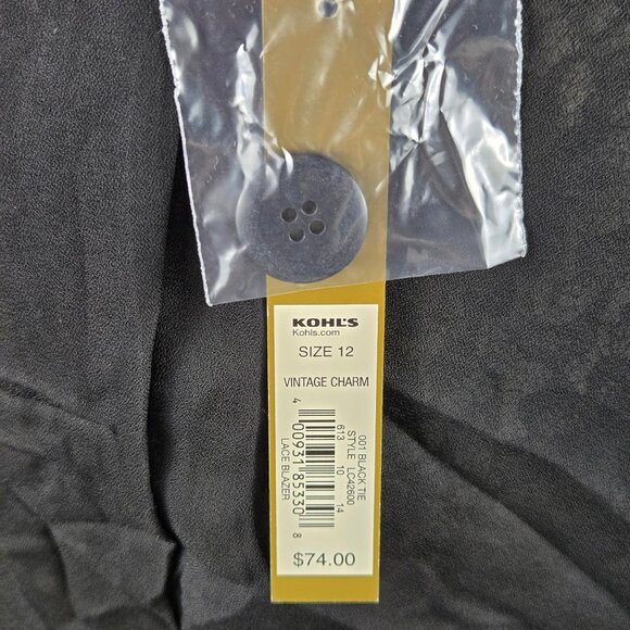 LC Lauren Conrad Size 12 Black Lace Blazer 1 Button Closure Front Pockets NWT - Picture 11 of 14